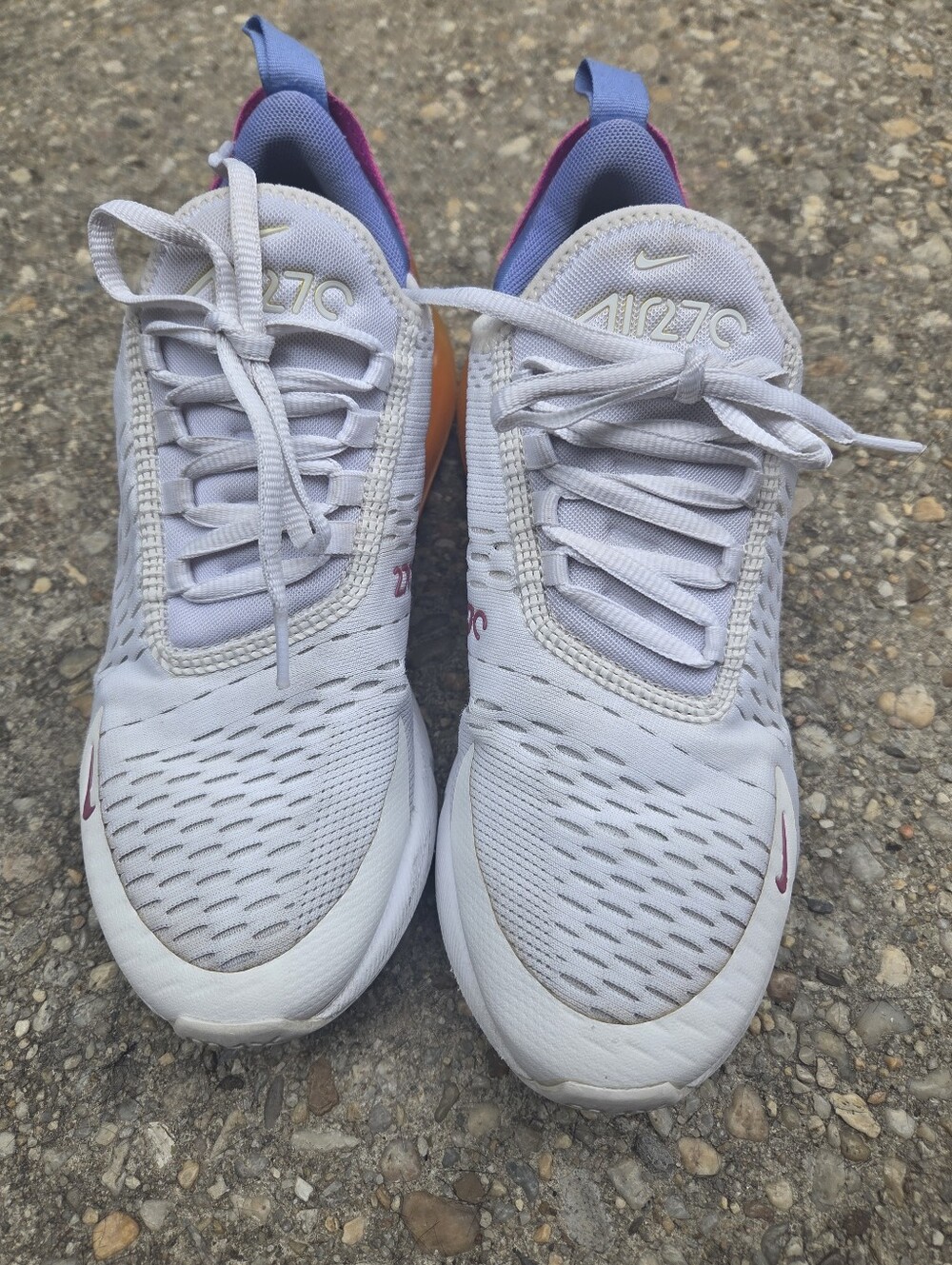 Nike Women Size 8 White Sneakers with Purple and Blue Accents
